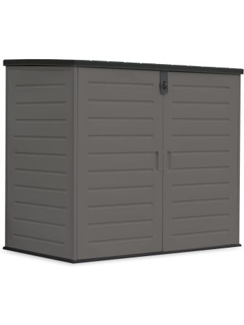 Mülltonnenbox aus Harz 1170L – 140x82x124cm – Inklusive Boden – Doppeltür und klappbarer Deckel – Metallrahmen – Polypropylen-Paneele – Riegelschloss – Gartenschuppen