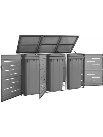 Mülltonnenbox für 3 Tonnen 207x77,5x115 cm Edelstahl wasserdichte Gartenbox Outdoor Storage