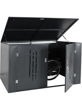 Mendler 4er-Fahrradgarage HWC-K64, Gerätehaus Fahrradbox mit Deckel, abschließbar Metall 121x202x150cm, anthrazit