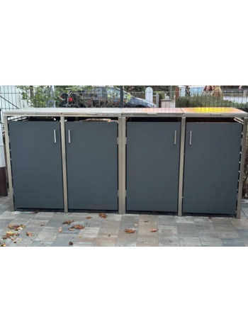 Mülltonnenboxen Basic als Set für 120l und 240l bi-color mit Deckel - Maße: H 120 x B 80 x T 132 cm
